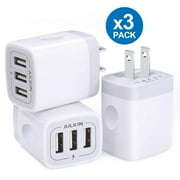 AILKIN Wall Charger,USB Charger Adapter,3.1A/3Pack Muti Port Fast Charging Station Power Base Charger Block Plug for iPhone Wall Charger